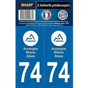 Set de 2 Autocollants STICKZIF SR74 pour Département 74