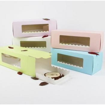 5-Color Paper Cake Boxes with Windows for Swiss Rolls