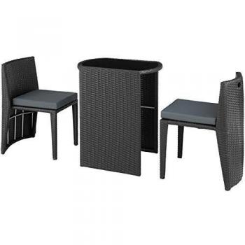 TecTake Salon de Jardin 2 Personnes Résine Tressée Aluminium