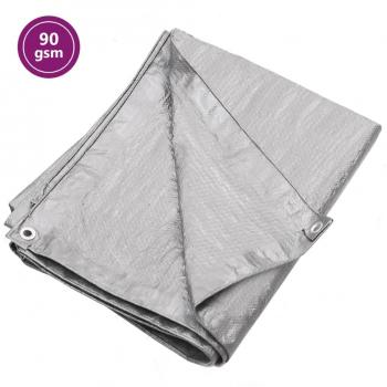 VidaXL Брезент Сивый 90г/м² 8x10м HDPE