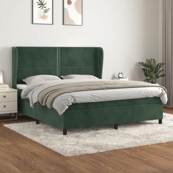 Lit avec matelas en Velours 180x200 cm Vert Foncé