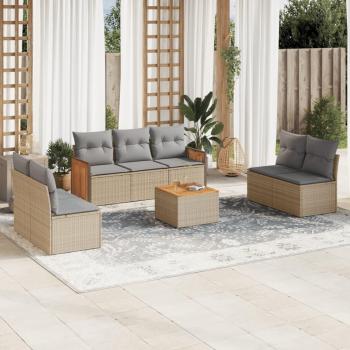 VidaXL 8-Piece Beachside Sofa Set with Cushion Pack – Sand-Colored Polyrattan