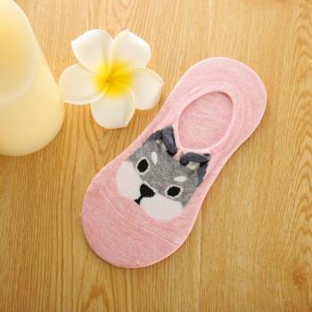 Urgot 5 Pairs Women's Silicone Anti-Skid Cartoon Dog Socks