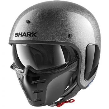 XXL Grauer Glitter‑Jethelm der Shark S‑Drak SSX-Serie