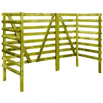 VidaXL Struttura per tre bidoni della spazzatura verde 210x80x150 cm in legno impregnato