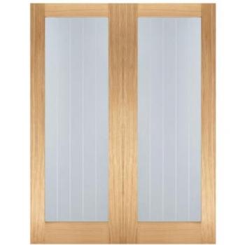 LPD Mexicano Pattern 10 Unfinished Oak 2L Clear Glass Internal Door Pair