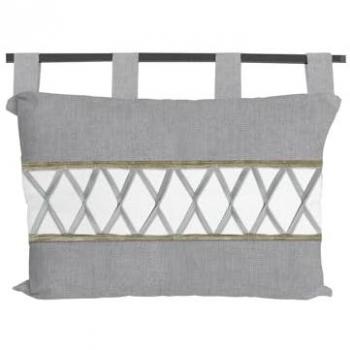 Tête de Lit « Soleil d’Ocre » – Coton Pur, 45x70 cm – Gris