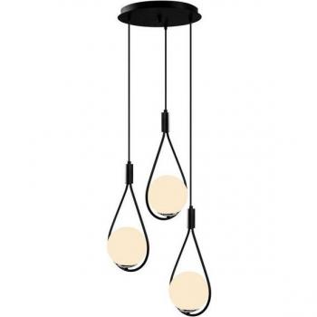 Lampenserie Mudoni MR-938 3-flg. rund schwarz/Opalglas