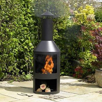 1.4m Tall Outdoor Garden Patio Chiminea Log Burner Fire Pit with Log Store