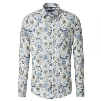 CasaModa Herren‑Hemd “Naturdruck” – 50/50 Leinen/Baumwolle, XXL, Grün