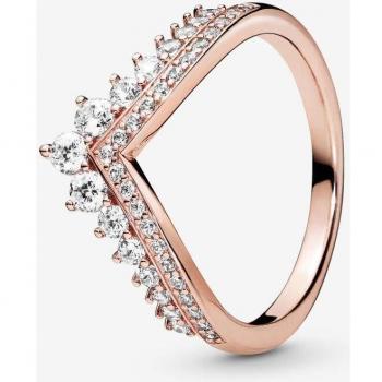 Anillo Hueso de los Deseos Princesa Pandora en Oro Rosa de 14K con Circonitas Cúbicas, Talla 48