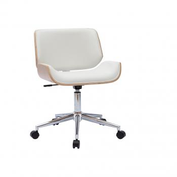 Silla de oficina rubbens blanca con madera clara Miliboo