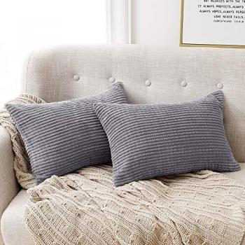 Couvre-Coussin Velours Gris Pastel Double Pack 30x50 cm