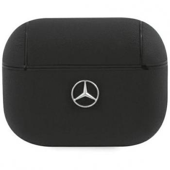 Cover di pelle nera per AirPods Pro 2 con logo Mercedes