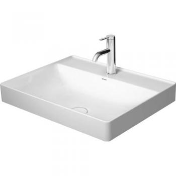 Duravit DuraSquare Évier à Poser 600mm x 470mm, 1 Orifice Robinet, Céramique Alpine Blanc