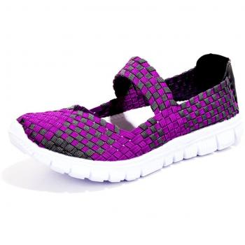 Purple Blivener Woven Lightweight Elastic Trainer for Women, Comfort Slip-On Sport Water Shoe (UK 5)
