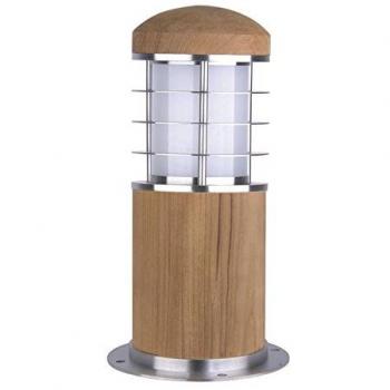 Garden Zone Poole Sockellicht – E27, Teak/Edelstahl, Glasabdeckung, 24 cm H, 10 cm B, IP55