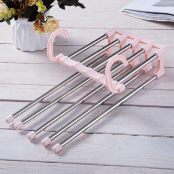 Portable 5‑Level Pants Trousers Hanger – Stainless Steel, Multi‑Use