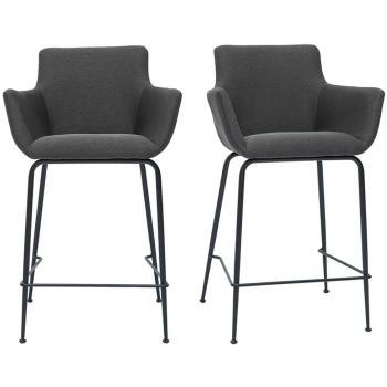 Miliboo Tabourets CARLIE en tissu gris anthracite H65 cm (lot de 2)