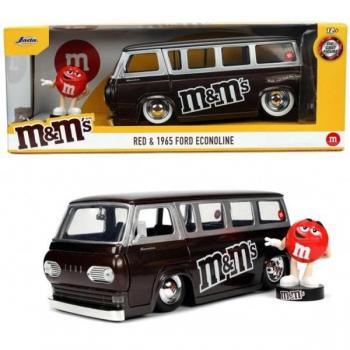 JADA Modellauto M&Ms Rote 1965 Ford Econoline Van mit Figur 1:24 253255065