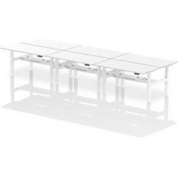 Air Back-to-Back Height Adjustable 6 Person Bench Desk