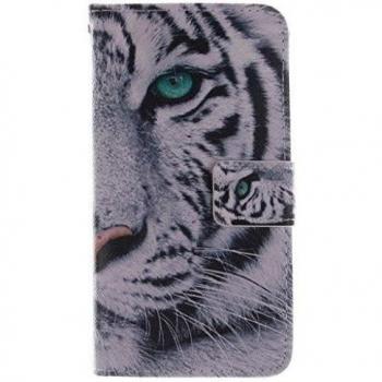Funda LG G3 mini, SsHhUu Blanco Tigre Magnética Durable Soporte Ranura para Tarjetas PU Cuero Flip Slim Protector Billetera Carcasa Tapa