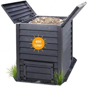 Yoursol ThermoWood Komposter 400 l, große Flügelklappen für Luftzirkulation