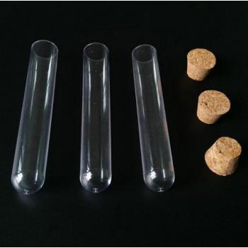 Tubes de test avec bouchon en liège, diamètre varié, 12 pcs