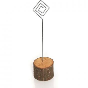 10pcs Rustic Wood Table Name Holders with Swirl Wire Base