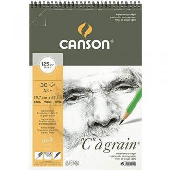 CANSON Zeichenpapier-Spiralblock, C, à grain, A3, 125 g/qm