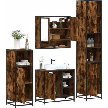 Set de Armarios de Baño 4 Pzas, Roble Contrachapado (TORANA)