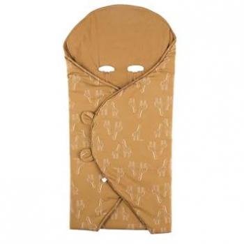 Couverture de promenade Mix & Match en jersey bio ocre motif girafes