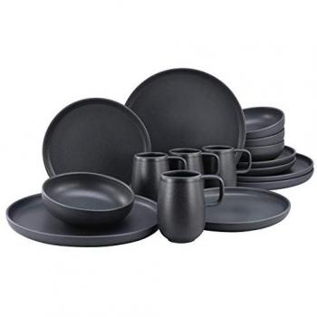 CreaTable Kombiservice Uno schwarz Steinzeug 16 tlg