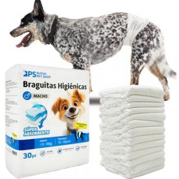 Kit de 30 Braguitas Higiénicas BPS – Pañales Sanitarios para Mascotas Machos, 3 tallas