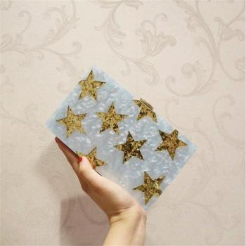 Cartera ostentosa acrílica estrella dorada para bodas y eventos de verano 2022 MN1092