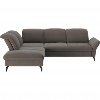 Ecksofa SIT&MORE Leandro L‑Form (B) – braun Schlamm, Ottomane links, optional Bett-, Kopf