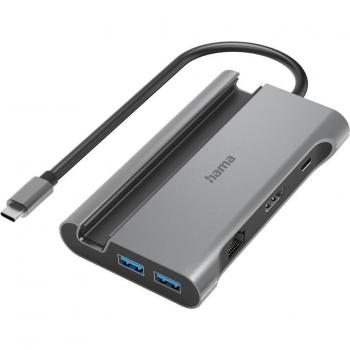 Hama Connect2Mobile 7-Port USB Hub with Quick Charge and USB-C, Ultra HD, Grey