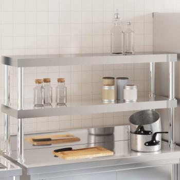 VidaXL Stainless Steel Work Table Overshelf, 2-Tier