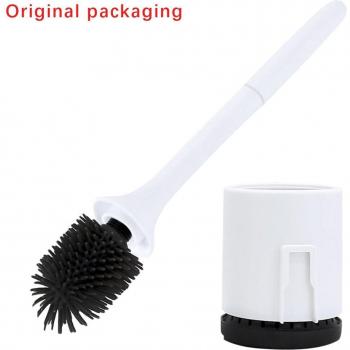 Silicone Long Handle Bathroom Cleaning Brush for Toilet – Rubber Head, Wall-Mounted Holder Included