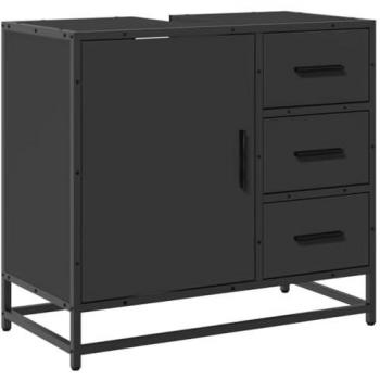 Armario de Lavabo Madera Negra 65x33x60 cm
