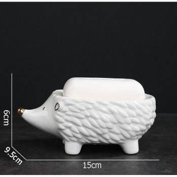 Elegant Porcelain Hedgehog Soap Dish with Drain