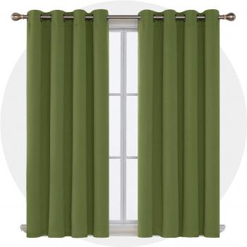 Deconovo Blickdicht Kälteschutzvorhang 138x117cm Apfelgrün 2er Set