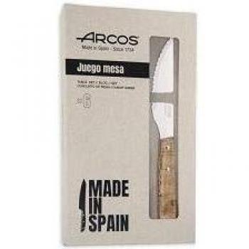 Juego de Cuchillos Chuleteros Arcos Madera Chopo Tinte Rojo 22 cm