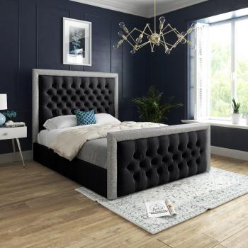 Casani Black Velvet Bed Frame with Glitter Border