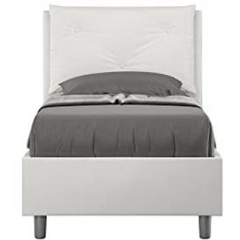 Cama blanca tapizada con contenedor Appia 80x210
