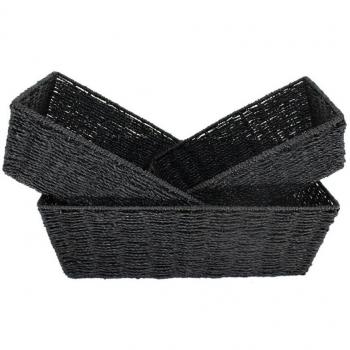 Black Paper Rope Tray Set of 3