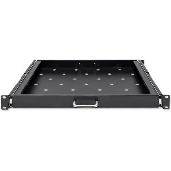 Ripiano estensibile Qoltec 600x600 cm, acciaio massiccio, maniglia in nero, compatto e resistente