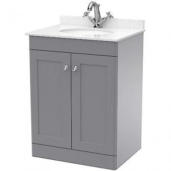 Nuie Classique 600mm Single Bathroom Vanity with White Marble Top