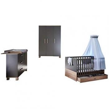 Arthur Berndt Cloe Babyzimmer Komplettset 3-tlg in grau/Eiche Sägerau
