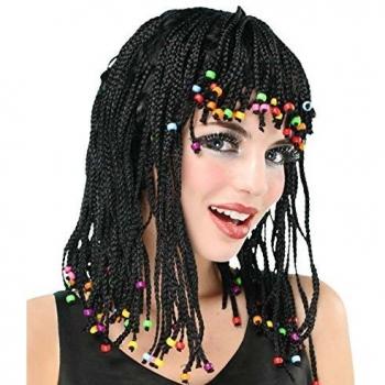 Peluca de Trenzas Negras con Estilo Bohemio